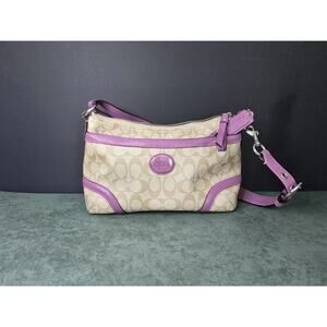 Coach Peyton F18924 Purple Shoulder Bag. Signature C W/ Silver Hardware EUC